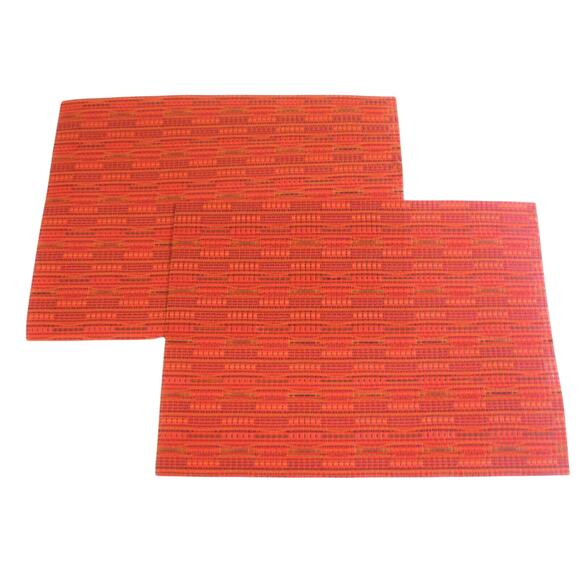 Metroweave Placemats Set 2 Red Orange 19x14" Vinyl Woven Table Mats New - Picture 2 of 5